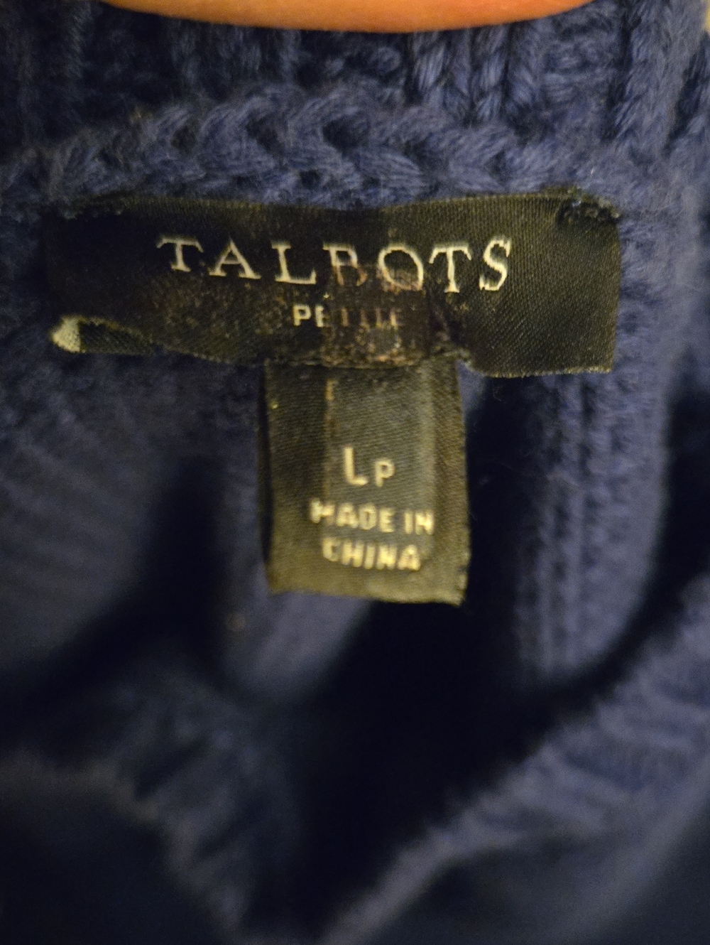 Talbots Blue Cotton Crewneck Sweater with Light Blue Anchor Size Large Petite - Picture 4 of 4